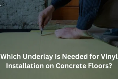 Viny flooring fitter installing underlay on Concrete floor.