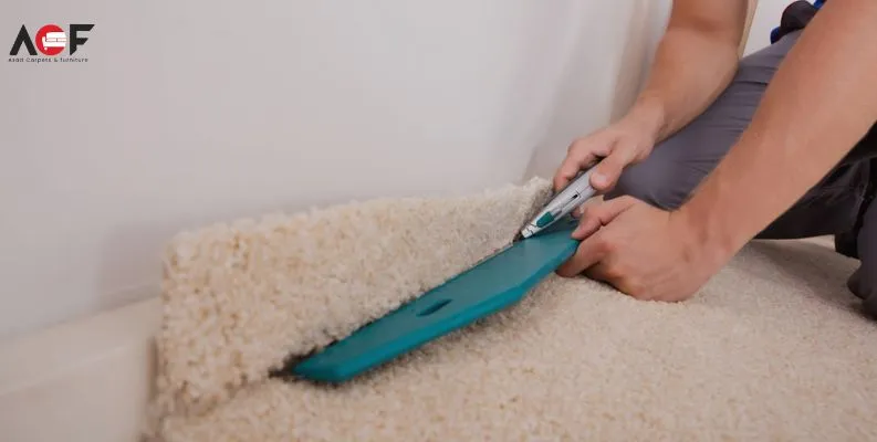 Professional carpet fitter securing carpet edges in Bradford – Cost of Carpet Fitting.