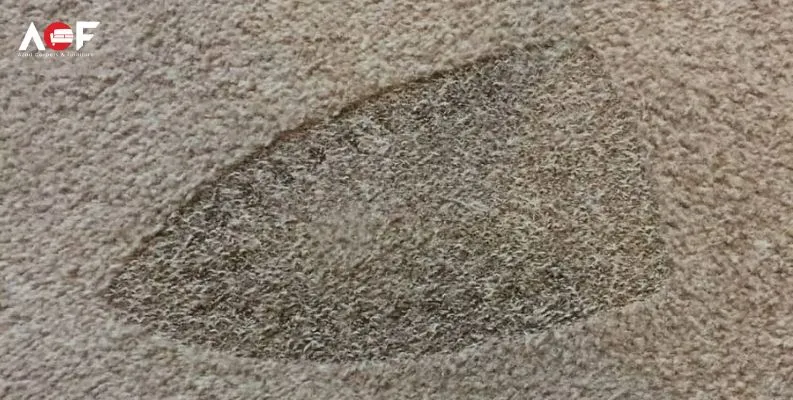 Melted carpet fibers damage repair.